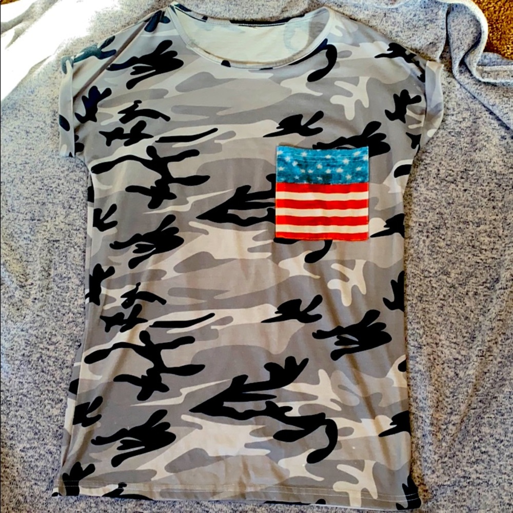 Women’s Camo American Flag Shirt